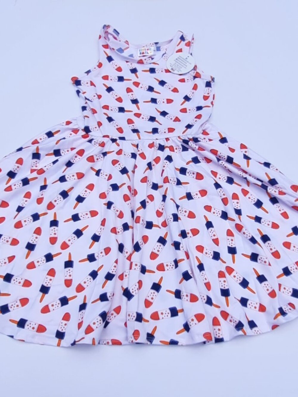 NWT Dot Dot Smile Twirl Dress Girls 5/6 Patriotic Popsicle Tank USA